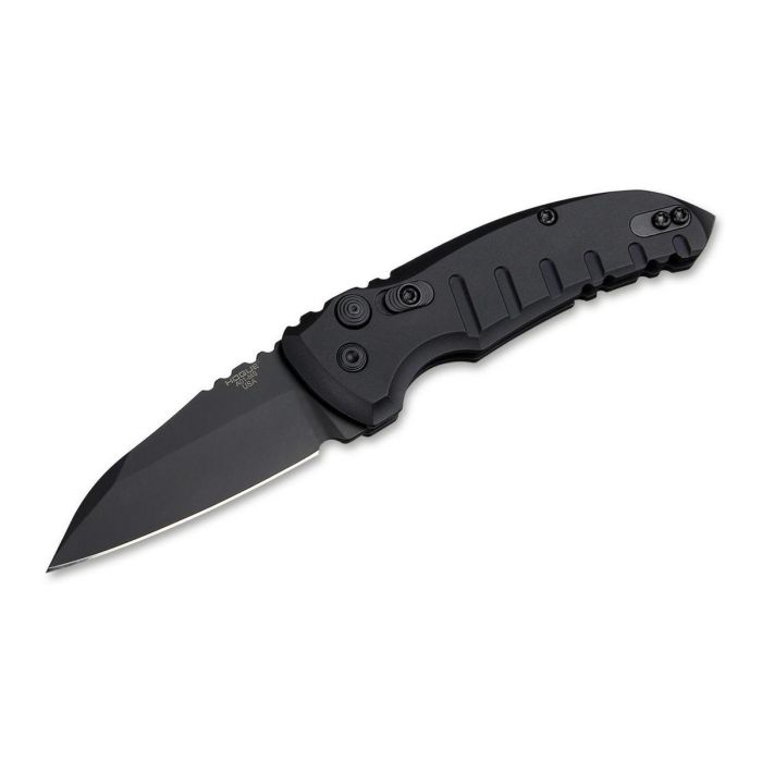 Hogue A01-Microswitch Wharncliffe matt black automatic pocket knife