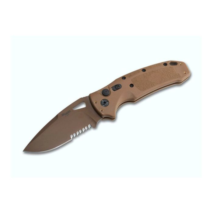 Sig Sauer K320A M17/M18 3.5" Droppoint Serrated Coyote Tan automatic knife