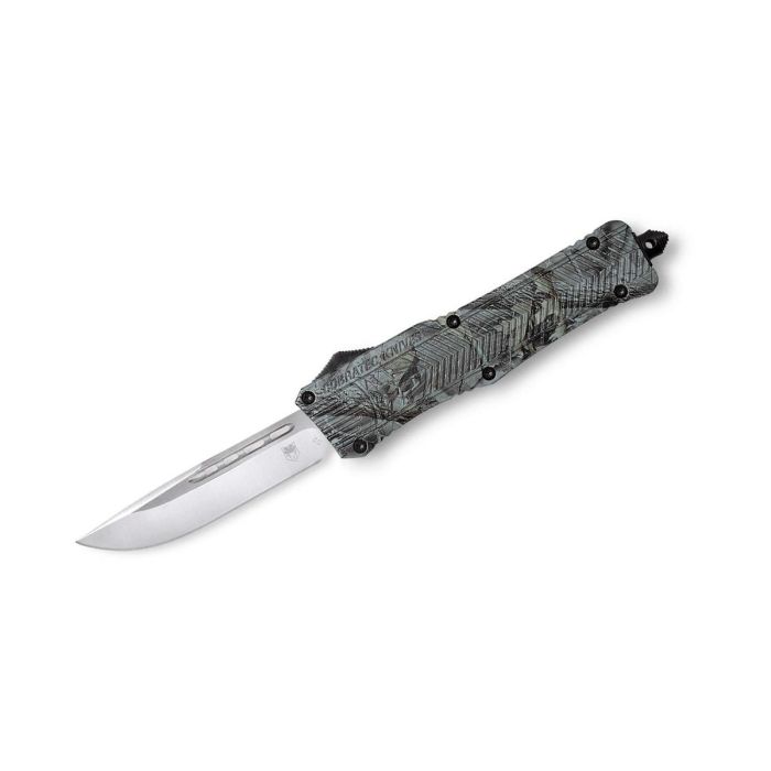 CobraTec Large CTK-1 automatic knife OTF Woodland Camo with D2 Droppoint blade