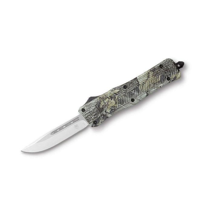 CobraTec Medium CTK-1 Woodland Camo droppoint Automatikmesser OTF
