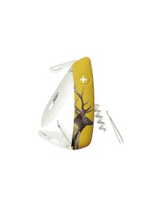 Swiza TT03 Wildlife Hirsch Orange multifunktionales Schweizer Messer mit Zeckenentferner