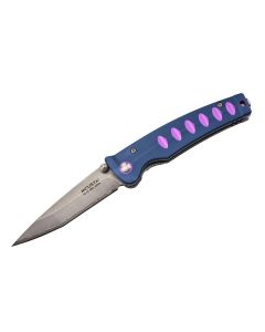 Mcusta MC-0043C Katana Tanto San Mai Taschenmesser mit VG-10-Klinge und blau/violettem Aluminiumgriff